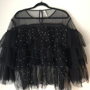 Beaded Sheer Chiffon Top